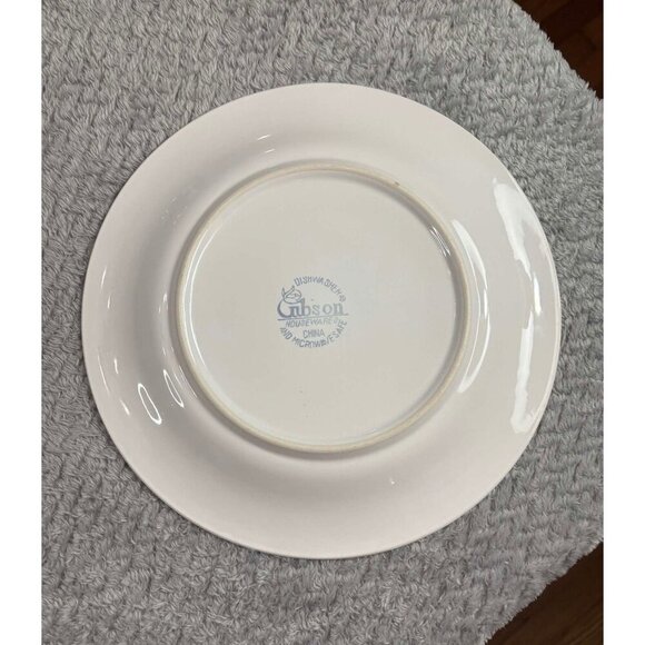Gibson White Embossed Fruit Design Porcelain Dinner Plates & Soup Bowl Set - Picture 3 of 11